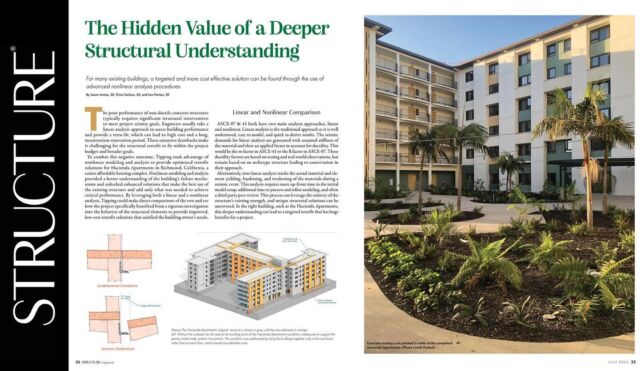 The Hidden Value of a Deeper Structural Understanding | Featured in the July issue of STRUCTURE Magazine is the Hacienda Heights Apartments. Co-authored by Tipping’s Jason Armes, Gina Carlson, and Leo Panian, the 5-page article explores how “for many existing buildings, a targeted and more cost effective solution can be found through the use of advanced nonlinear analysis procedures.” Visit the link in bio to read more (pp. 34-38). 

Located in Richmond, California, the 150-unit, 121,000 sf senior housing project was developed by @mercyhousing California, designed by @pyatokarchitects, and built by Nibbi Brothers General Contractors with structural by Tipping. Peer Review by Charles Thiel, Telesis Engineers.

Imagery courtesy of PYATOK and Tipping staff.

#haciendaheights #structuremagazine #tippingstructural #renovation #adaptivereuse #reuse #seismicretrofit #retrofit #affordablehousing #seniorhousing #housing #structure