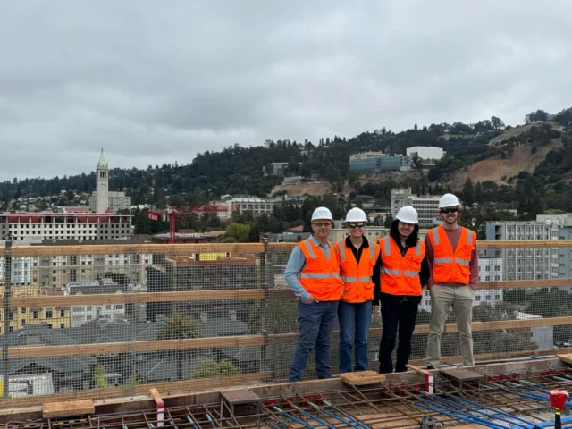 Our team recently toured the construction progress of the Judith E. Heumann House, a new 12-story #studenthousing project underway at #UCBerkeley. On a 2.8 acre site, the 328,000-square-foot facility will deliver 150 units of housing and more than 1,100 beds for undergraduate students — along with dedicated student support spaces and 1.7 acres of revitalized green park space that will remain open to the community.

Tipping has worked hand-in-hand with the architect and landscape architect to develop a structural system that allows for open space and walkways between the street and the main community park space. The south wing of the complex is elevated above the park with the aid of long-span girders that create large portals to minimize the footprint of the structure at grade and maximize the openness of the ground floor. Targeting LEED Platinum, stay tuned for more!

Architect: @lms_architects 
Contractor: @webcorbuilders 
Landscape: @hooddesignstudio 
Structural: Tipping
Developer: UC Berkeley Capital Strategies

Pictured here from Tipping (L to R) are Leo Panian, Ginevra Rojahn, Jian Zhang (summer intern), and Henry Nistler.

#tippingstructural #housing #unlockingpossbilities