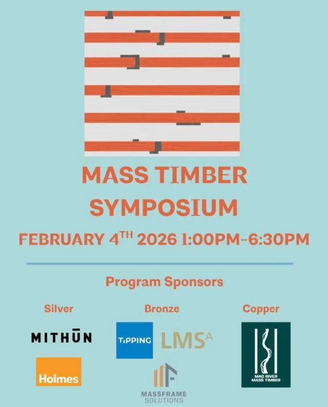 Mass Timber in the Bay Area: From Forest to Occupancy 🌲 Presented by @aiasf, on February 4th, join us at the @centerarchdesignsf for the inaugural MASS TIMBER SYMPOSIUM, a half-day event showcasing the growing impact of mass timber design, construction, and production in California. A proud program #sponsor, attending from Tipping will be Marc Steyer, Joy Wei, Nick Bucci, and Andrew Jimenez. To learn more and register, visit 🔗 in bio.

“Two cross-disciplinary educational panels will cover both fundamental and advanced topics in design, construction, procurement, and sustainability, with Bay Area case studies. Technical topics will focus on new code provisions, testing, forestry, and project delivery. Registration includes a networking happy hour, as well as opportunities to connect with local suppliers and builders. Focused on advancing statewide expertise around these wood systems, the summit offers a concentrated forum for learning, collaboration, and progress toward scaling mass timber in California.” - AIASF

#masstimber #masstimberconstruction #aiasf