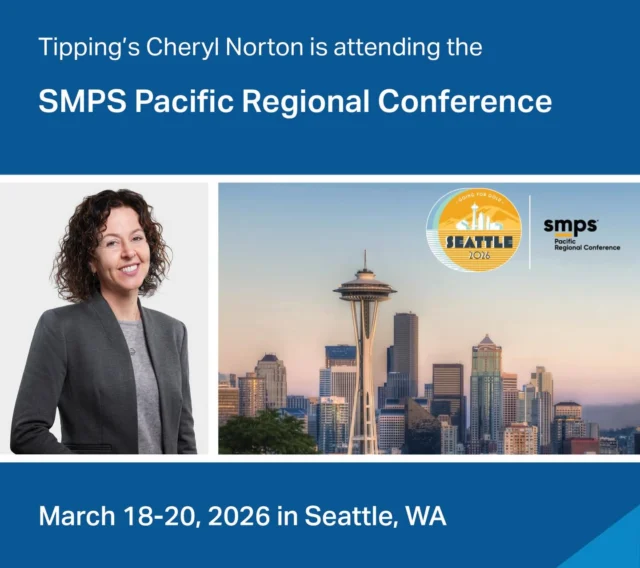 Next week, Cheryl Norton, Associate & Director of Marketing and Business Development at Tipping, will be attending the 2026 SMPS Pacific Regional Conference hosted by @smpsprc. Taking place in Seattle from March 18–20, this year’s conference “celebrates the pursuit of excellence—in our firms, in our careers, and in our communities.” We’re excited to connect with other A/E/C Marketing and BD professionals for three days of ideas and inspiration. If you’ll be there, we’d love to connect!

#tippingstructural #smps #smps2026 #smpsconference #aecmarketing