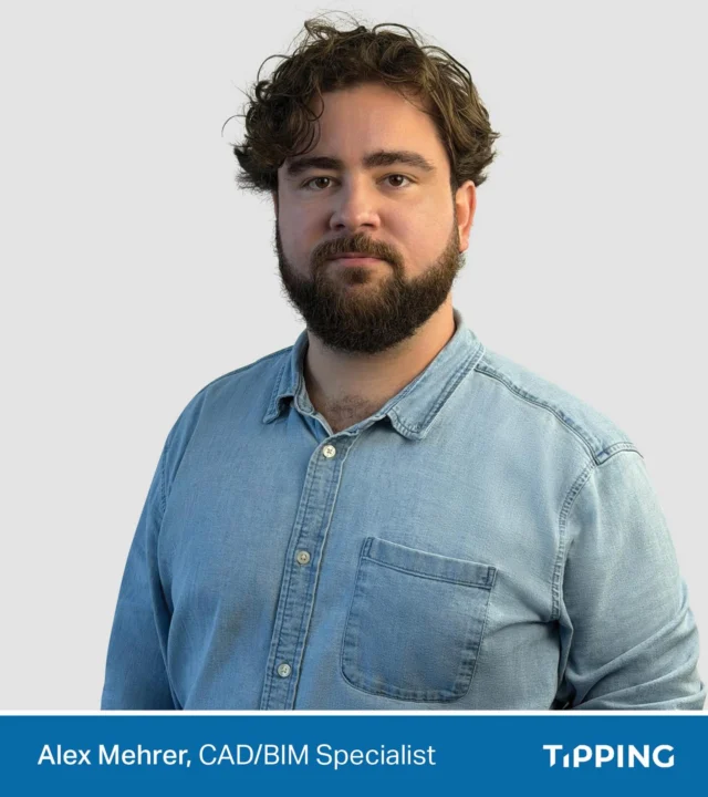 Please join us in welcoming Alex Mehrer, CAD/BIM Specialist, to Tipping!

Alex entered the AEC world as an architectural designer, working on mixed-use housing developments and residential renovations throughout the Bay Area, with a focus on sustainable materials and resilient designs. He then expanded into developing and coordinating BIM projects with complex needs, including adaptive re-use of historical buildings and technical laboratories. This architectural perspective informs his understanding of client needs and goals.
Alex is driven by his love for design, and the desire to bring a direct, positive impact to peoples’ daily lives. In the Tipping office, this translates to bringing order to chaos by stewarding best practices and shared knowledge.

#tippingstructural #cadbim #newhire