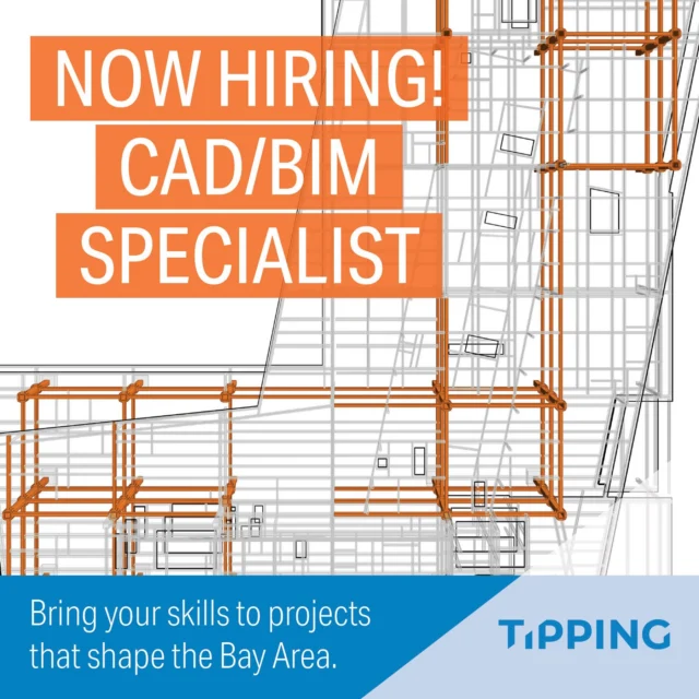 Tipping is seeking a full-time CAD/BIM specialist to support more than 30 engineers and expand our building-modeling capacity. Social skills and an attitude of service are paramount, in addition to expertise working with Autodesk AutoCAD, and Revit. We’re looking for a fast learner who is enthusiastic to learn in-house custom tools, with an affinity for problem solving and the ability to think creatively. This is a nonexempt, or hourly, position and is 40 hours a week in person/on site. Learn more and apply at link in bio.

#tippingstructural #cadbimspecialist #hiring #structuralengineering