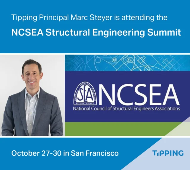 Next week, Tipping Principal Marc Steyer will be attending the 2026 NCSEA Structural Engineering Summit in San Francisco at Hilton Union Square, October 27–30! We’re excited to connect with industry leaders and innovative thinkers to explore the ideas shaping the future of structural engineering. See you there! 

#ncsea #ncseasummit #tippingstructural #structuralengineering @ncsea_structuralengineers